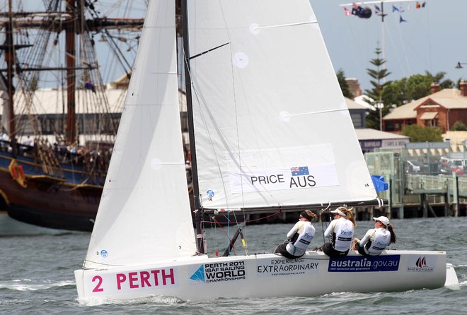 Olivia Price of Australia competes during the Womens Match Racing Group B Heat of the 2011 ISAF Sailing World Championships in Perth, Australia - London 2012 Olympic Games &copy; Paul Kane /Perth 2011 http://www.perth2011.com